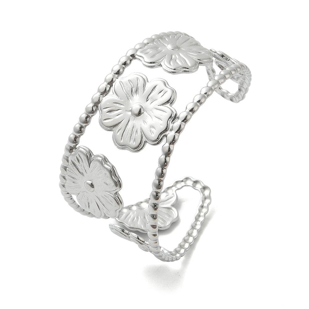 Silver Bloom Statement Cuff (Silver)