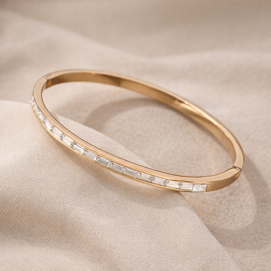 Taytum Gold Crystal Bangle