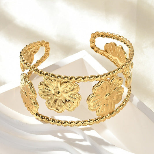 Golden Bloom Statement Cuff (Gold)