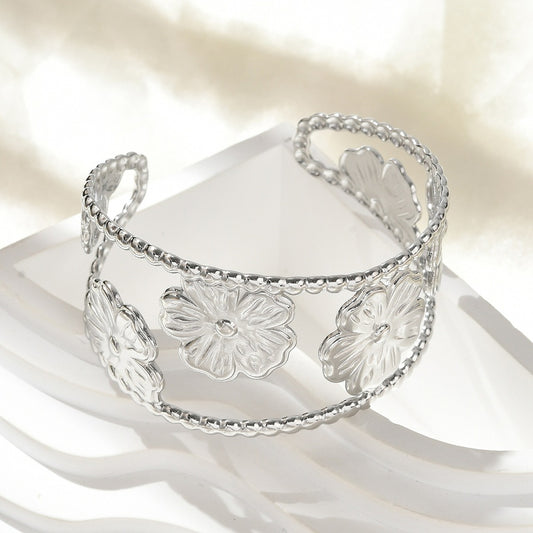 Silver Bloom Statement Cuff (Silver)
