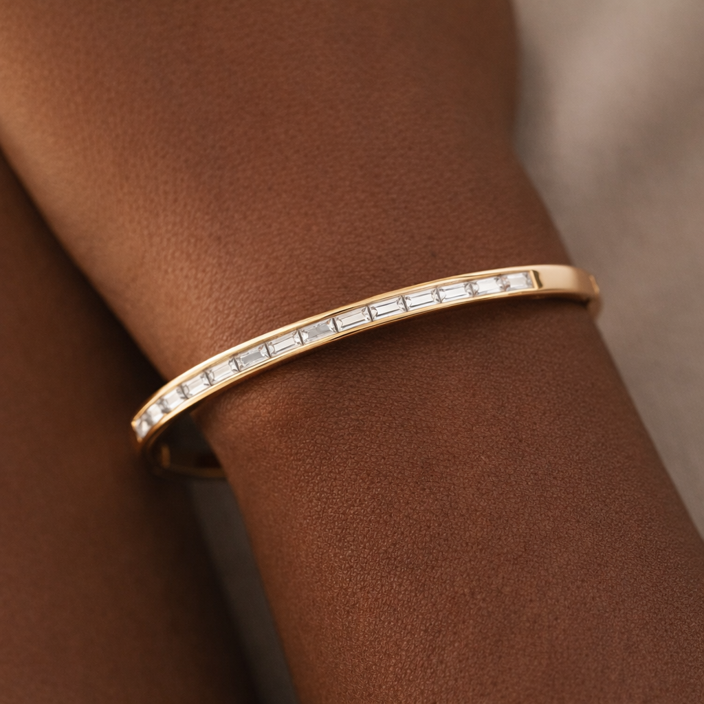 Taytum Gold Crystal Bangle