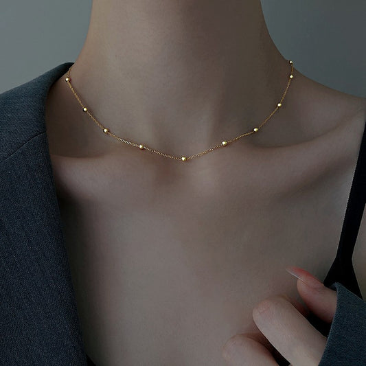 Dainty Satellite Bead Necklace – 18k PVD
