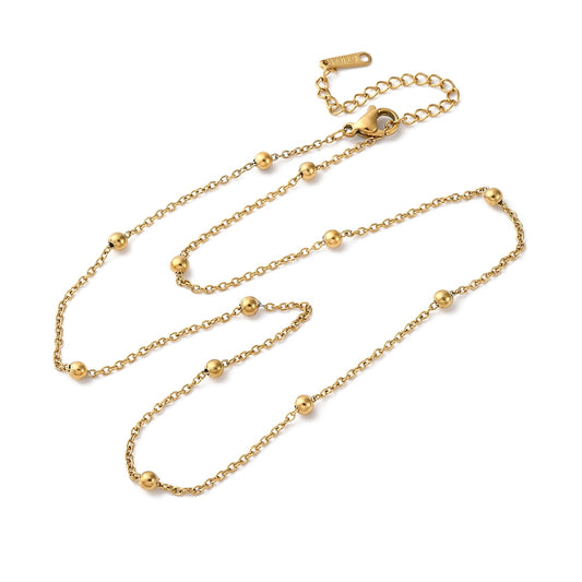 Dainty Satellite Bead Necklace – 18k PVD