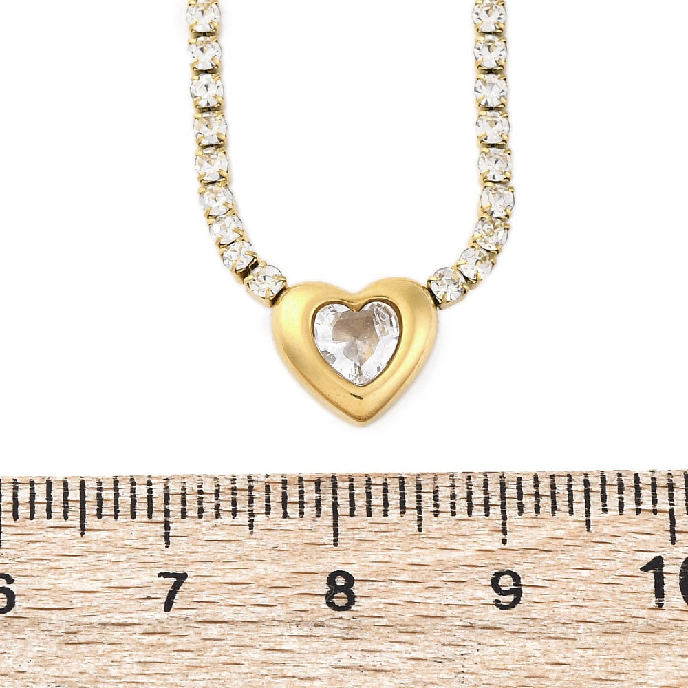 Golden Heart Tennis Necklace