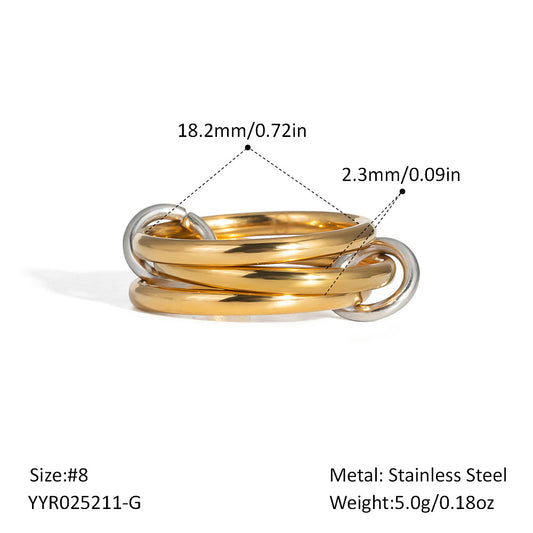 Interlocking Band Ring — Gold &amp; Silver