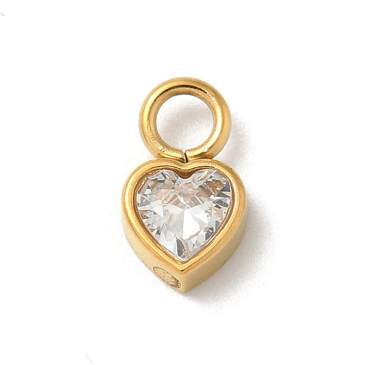 Heart CZ Charm — Gold