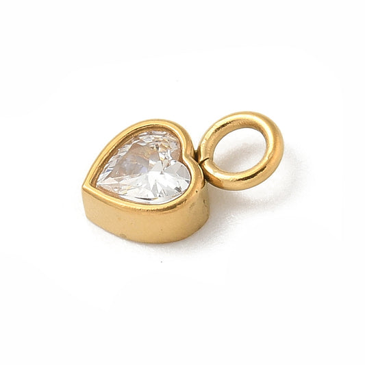 Heart CZ Charm — Gold